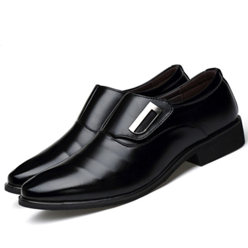 Hot Sales Luxury Brand PU Leather Fashion Men Business Dress Loafers Pointy Black Shoes Breathable Formal Wedding Shoes 38-48