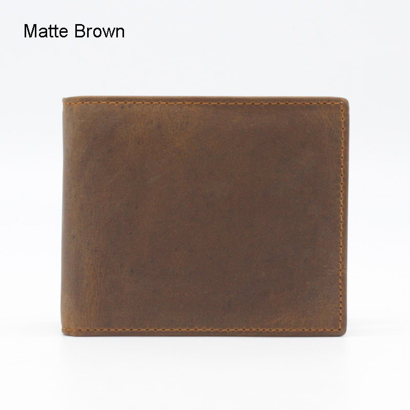 RFID Blocking Men's Oil Wax Skin Wallet Man Vintage Cow Genuine Leather Wallet Male Handmade Billfold Coin Purse Short Wallet