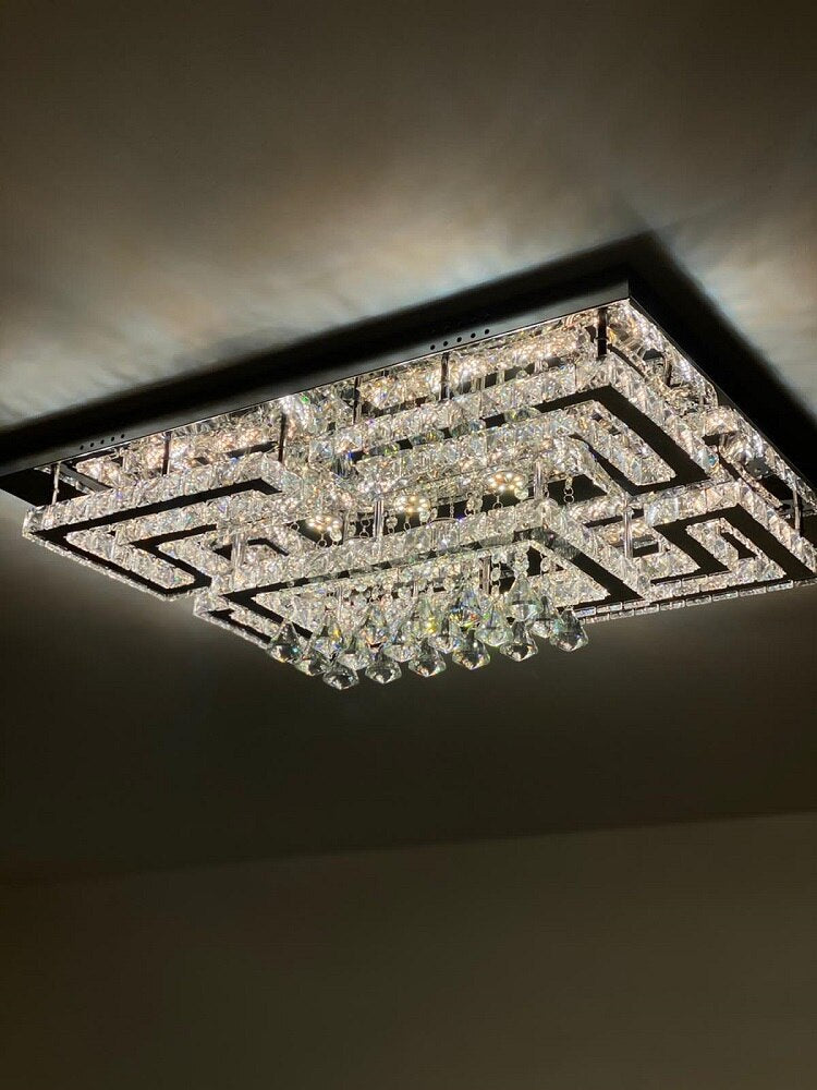 Luxury led fixtures drawing crystal ceiling light living ceiling lamp modern lighting bedroom led crystal lamp remote control