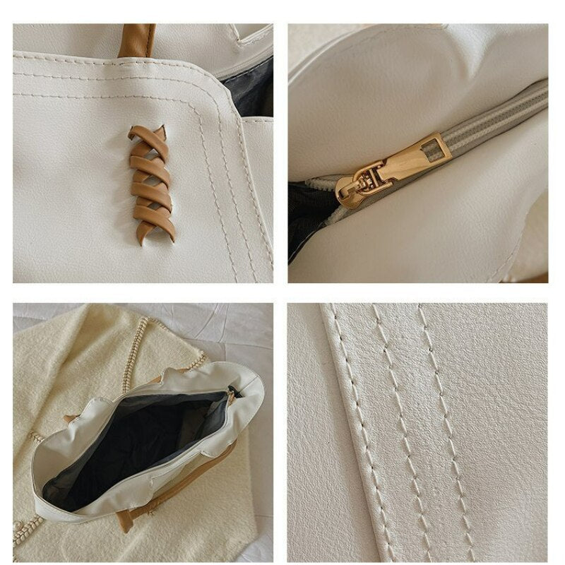 TRAVEASY 2023 New Bags Women's High-capacity PU Korean Fashion Simple Commuter Tote Bag Handbag Ladies Hand Bags Casual Tote Bag