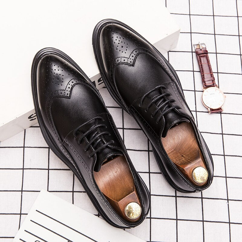 Men's casual shoes Brock Oxford Vintage pointed men's official shoes spring and autumn 2022 new business classic men's shoes