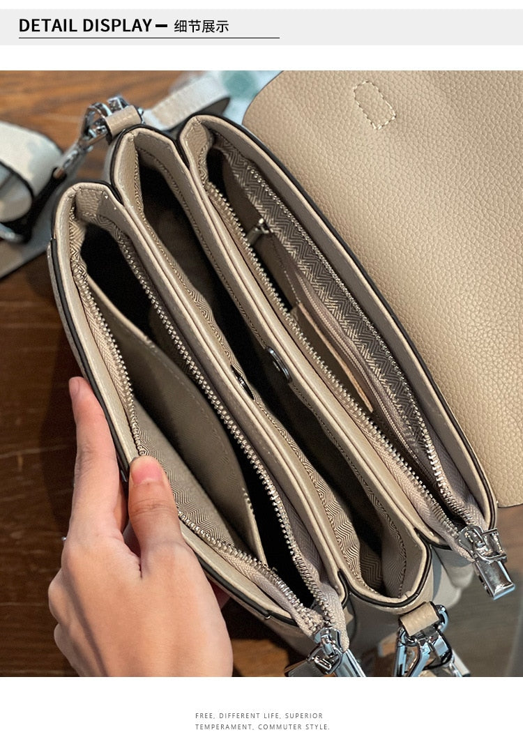 Genuine Leather Women's Bags New Fashion Ladies Casual Handbags Soft Cow Leather Versatile One Shoulder Messenger Bag Quality