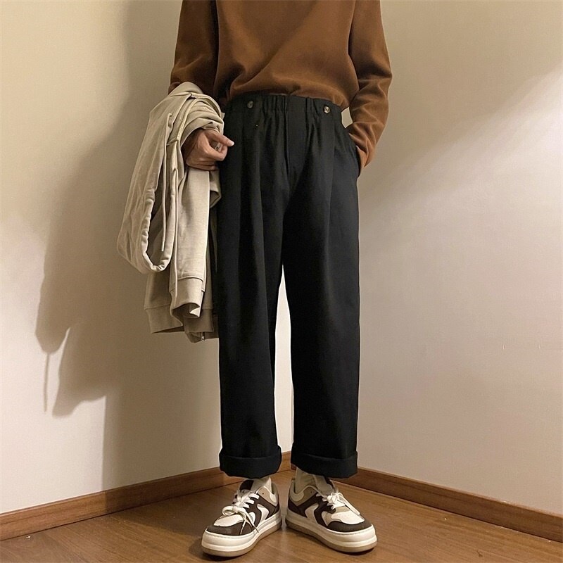 Harajuku Style Men's Cotton Casual Trousers New Fashion Streetwear Pants For Men Male Loose Wide-leg City-boy Sweatpants