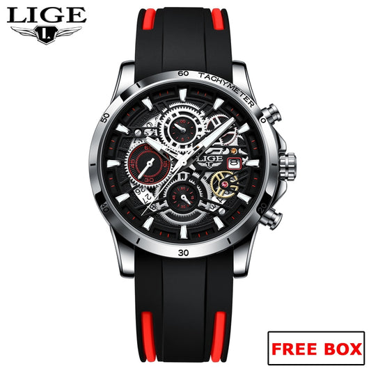 LIGE New Fashion Mens Watches Gold Stainless Steel Top Brand Luxury Sports Waterproof Watches Quartz Watch Men Relogio Masculino