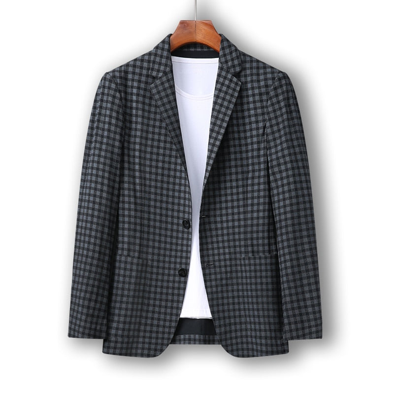 Top Grade Traceless Classic Expensive New Brand Casual Fashion Designer Suit For Men Blazer Jacket Plaid Coat Men's Clothing