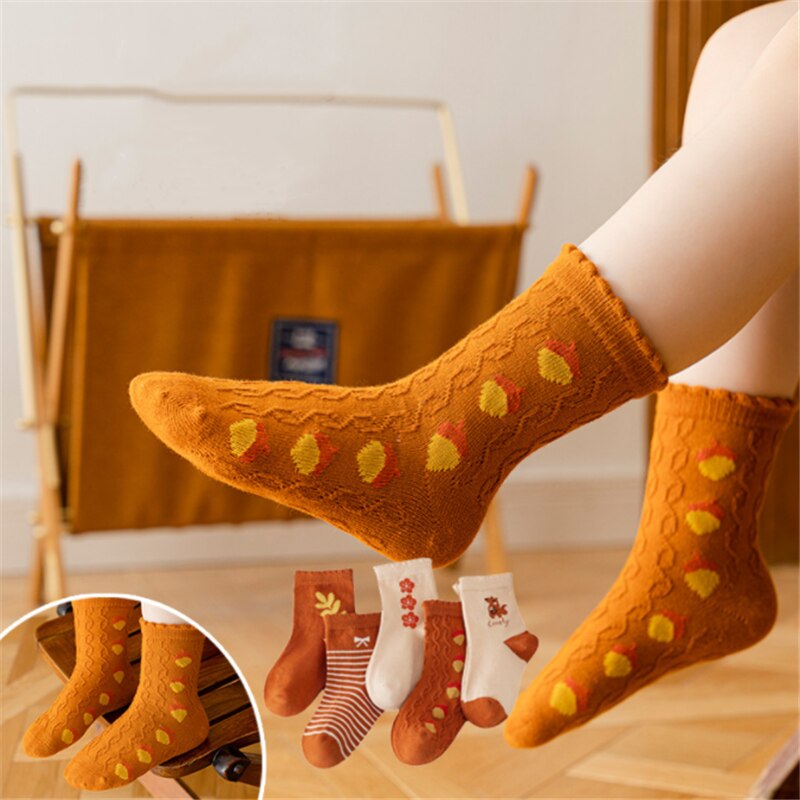 PatPat 5-pairs Toddler Cute Cartoon Jacquard Socks Set