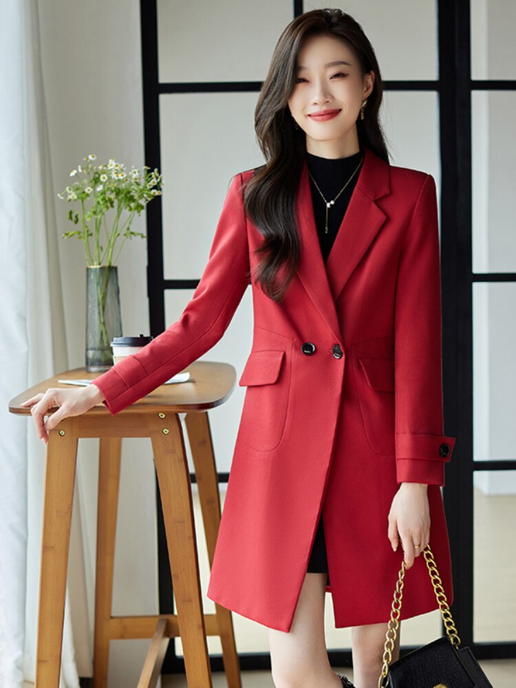 Autumn Trench Coat for Women Mid-length Jackets 2022 New Fashion Women Clothing Suit Jacket Women OL Elegant Long Coat Women