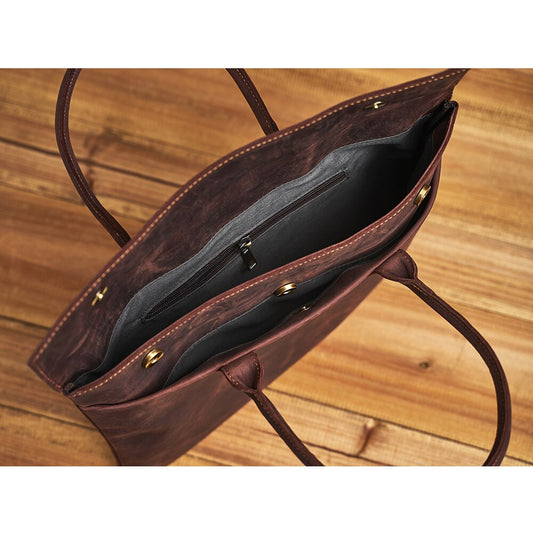 ZRCX Coffe Men's Briefcase Genuine Leather Casual Handbag Business Tote Bag Shoulder Office worker Bags For 13 Inch Laptop