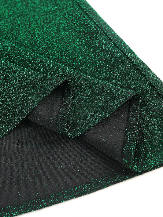 Oversized Sequins Long Green Dress Women Short Sleeve Slash Collar Slim Elegant Dresses for Evening Party 2022 Spring Summer New