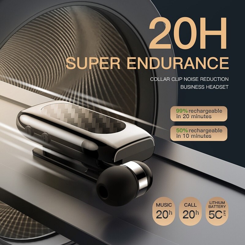 New Wireless Earphone Retractable Portable BT5.2 Talk Time 20 Hours Call Remind Vibration Sport Clip Driver Auriculares Earphone