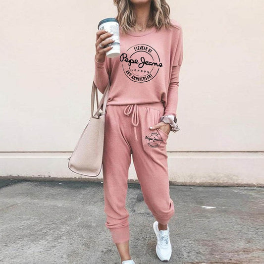 High Quality Women's Tracksuit Casual Daily Sports Home Wear Woman Shrink Sleeves Sweatshirt +Sweatpants Two-piece Suit(7colors)