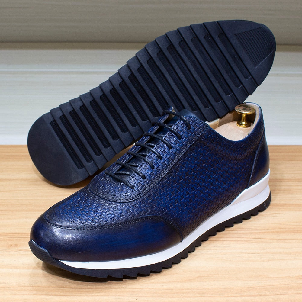 Men's Sneakers Genuine Leather Lace-Up Oxford Comfortable Classic Breathable Outdoor Trainers Flat Shopping Casual Shoes for Men