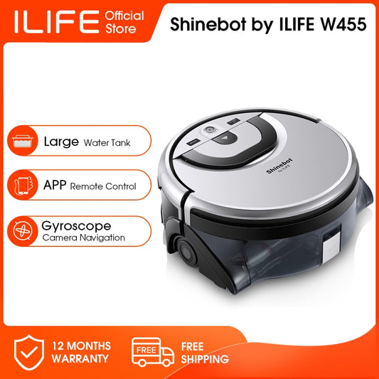 ILIFE W450/W455 Floor Washing Robot Shinebot, 0.85L &0.9L Large Water Tank, Camera Navigation, Wifi APP Control, Kitchen Applian