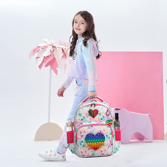 Bikab School Bags 3 In 1 Kids Bags for Girls Kawaii Backpack Waterproof Children School Bags for Girl 16" Bags for Girls Set Bag