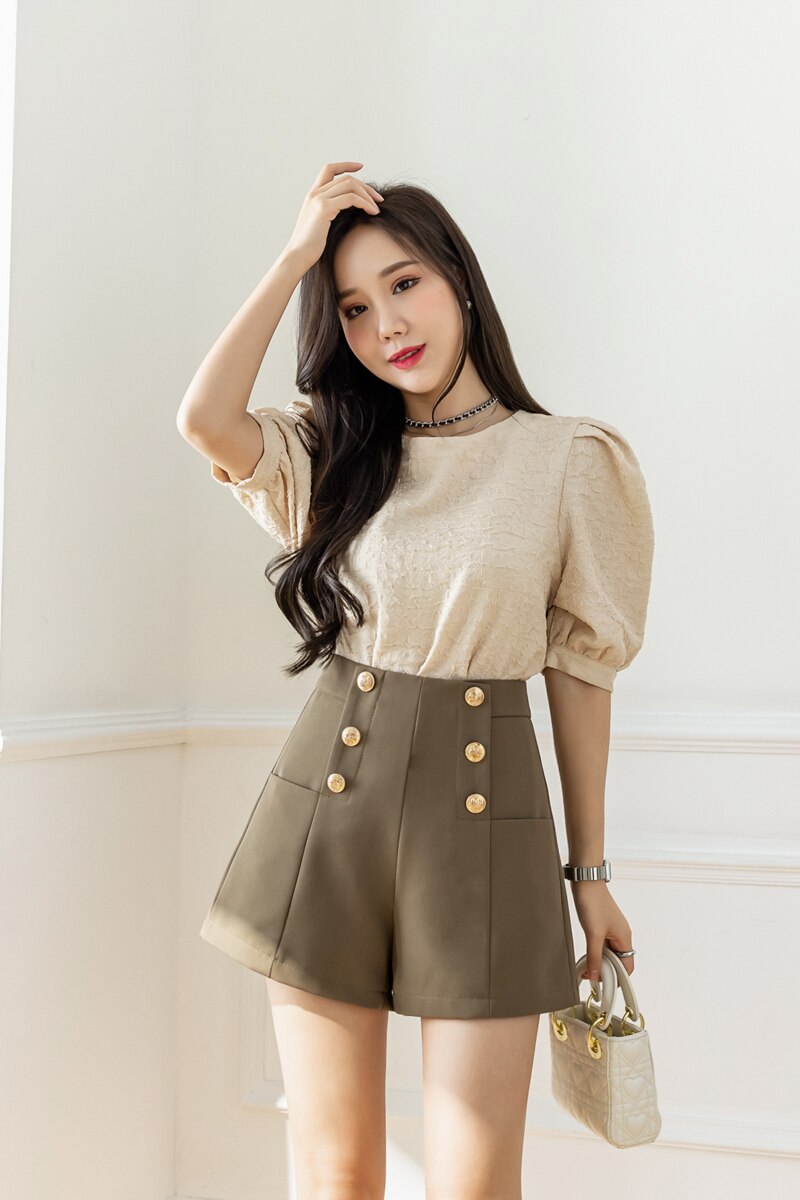 Women's Pants 2022 Summer Stretch Button Up Wide Leg Pants Women's High Waist Suit Short Women Solid Zipper Basic Sexy Shorts OL