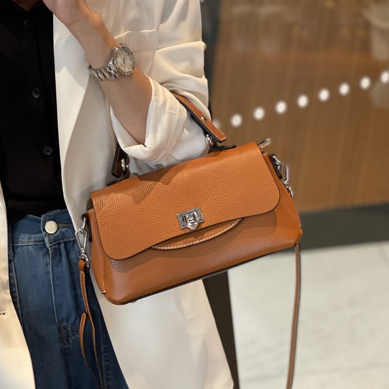 Genuine Leather Women's Bags New Fashion Ladies Casual Handbags Soft Cow Leather Versatile One Shoulder Messenger Bag Quality