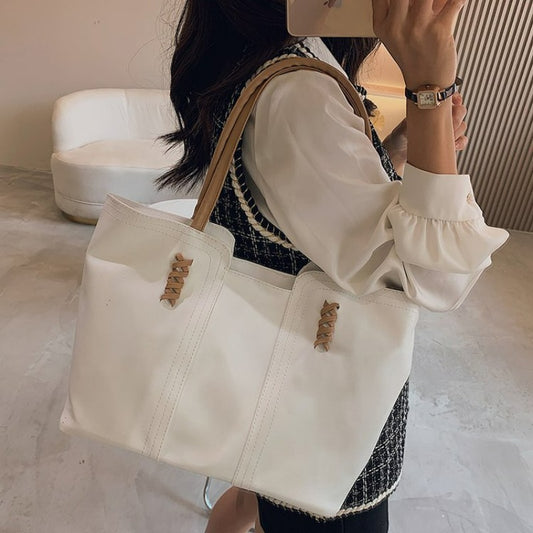 TRAVEASY 2023 New Bags Women's High-capacity PU Korean Fashion Simple Commuter Tote Bag Handbag Ladies Hand Bags Casual Tote Bag