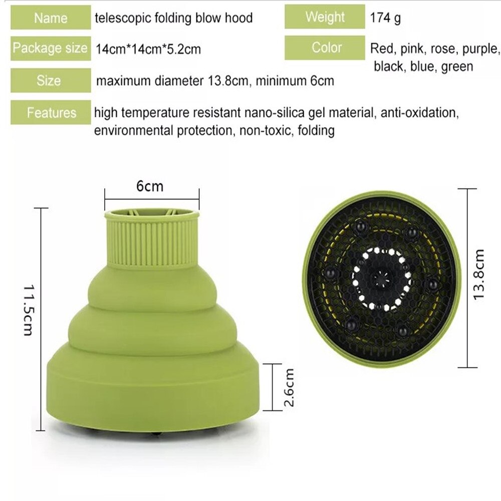 Collapsible Silicone Hair Dryer Diffuser Travel and Easy Storage Fit Nozzle Diameter Suitable 4-4.8cm Hairdressing Tools
