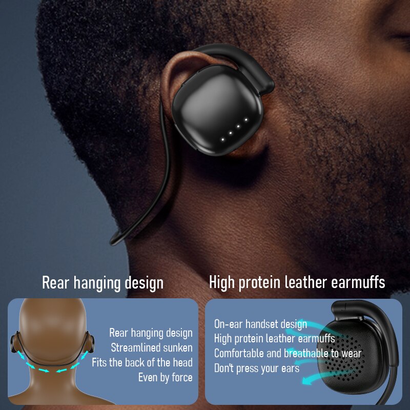 Sports Bluetooth Wireless Headphones with Mic IPX5 Waterproof Ear Hooks Bluetooth Earphones HiFi Stereo Music Earbuds for Phone