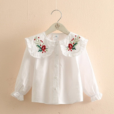 Children Clothing 2022 New Spring Autumn 2 3 4 6 8 10Years Child Turn-Down Neck Tops Kids Baby Girls Long Sleeve Blouse Shirt