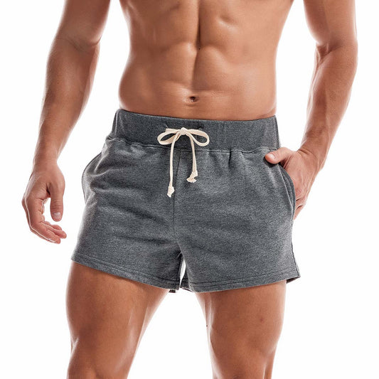 Summer Men's Gym Sweatshorts 100% Cotton 3" Shorts Casual Jogging Yoga Sports Shorts Male Solid Color Breathable Home Sleepwear