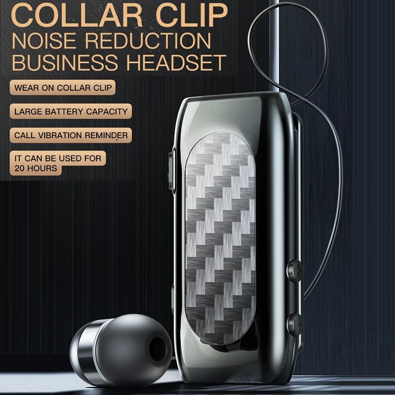 New Wireless Earphone Retractable Portable BT5.2 Talk Time 20 Hours Call Remind Vibration Sport Clip Driver Auriculares Earphone