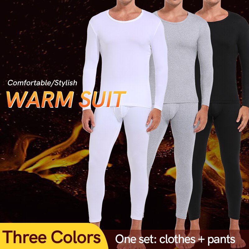 Set of 2 Men's Premium Thermal Underwear Ultra Soft Long Johns Fleece Lined Warm Base Layer Thermals top and Bottom
