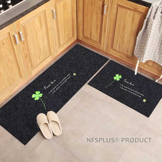 Kitchen Rug Floor Mat Carpet 40x60 & 40x120 Polyester Fiber Embroidered Clover TPR Non Slip Door Mat Decorative Entrance Doormat