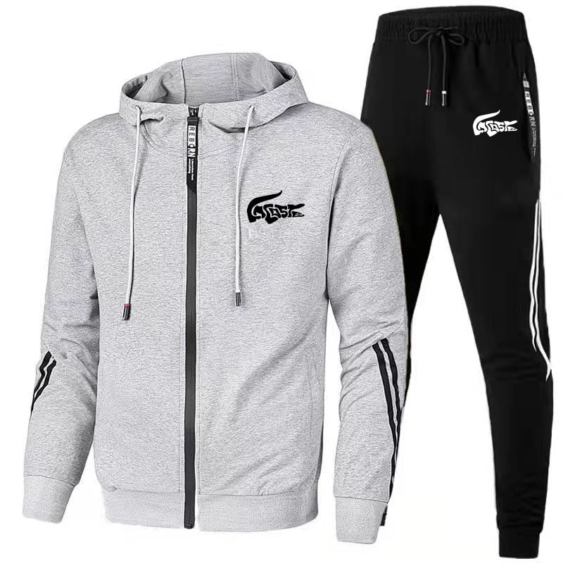 New Men's Tracksuits Fashion Print Autumn Winter Man Zipper Hoodie + Sweatpants Sets Running Brand Casual High Quality Sport Kit