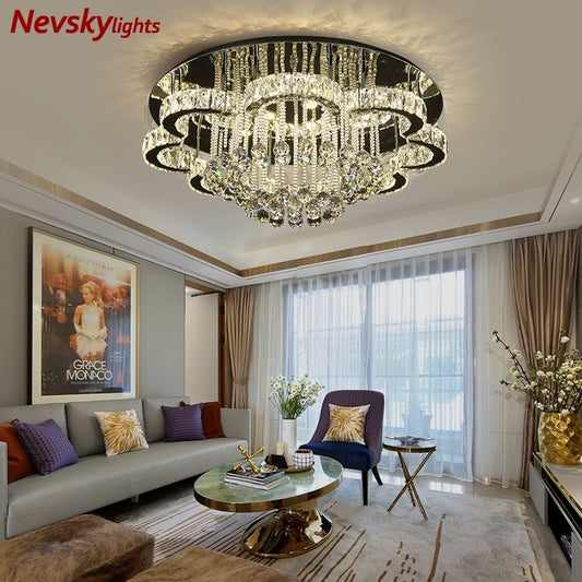 Modern crystal ceiling lights bedroom luxury silver ceiling light living room led Ceiling Lamps dining crystal Fixtures kitchen