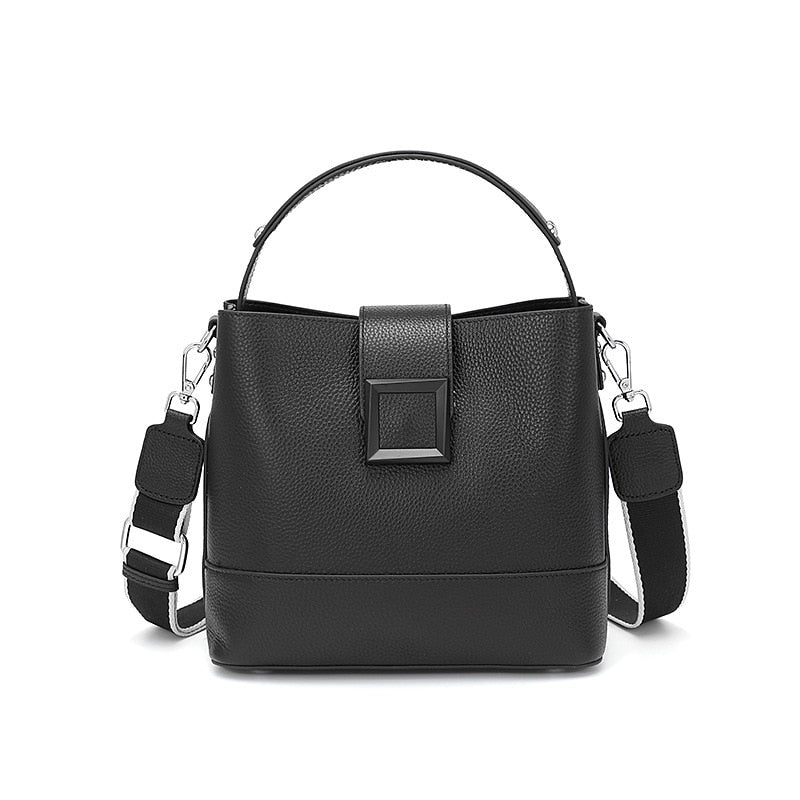 New Fashion Messenger Women's Top-layer Cowhide Bucket Bag Ladies Versatile Shoulder Bag Genuine Leather Handbags Casual Tote