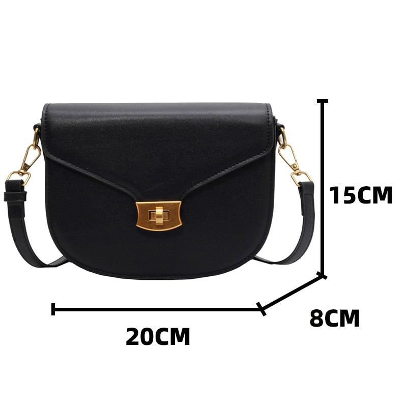Simple Casual Small Flap Women's Top Handle Bag Quality Solid Color Pu Leather Shoulder Bag Elegant Metal Lock All Match Handbag