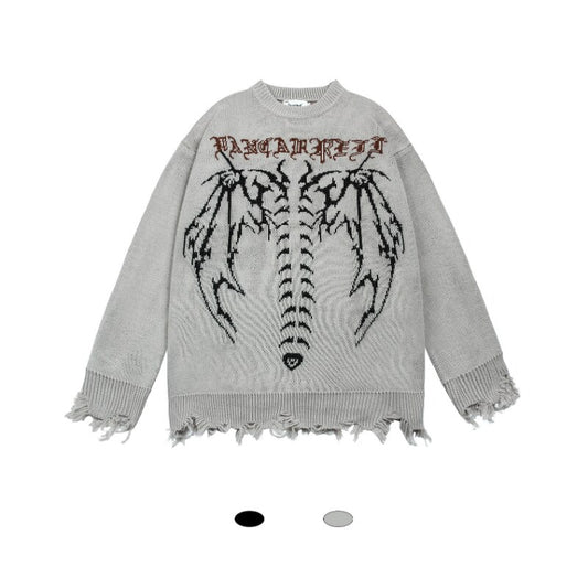 European and American Men's Sweater Darkness American Street Skull Pullover Loose Couple's Sweater