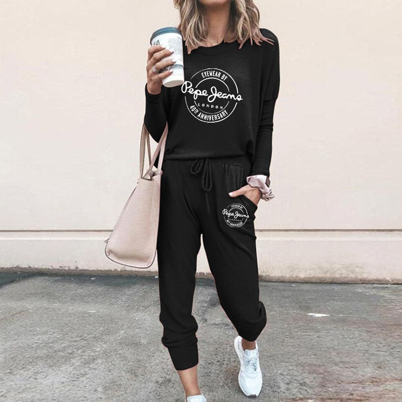 High Quality Women's Tracksuit Casual Daily Sports Home Wear Woman Shrink Sleeves Sweatshirt +Sweatpants Two-piece Suit(7colors)