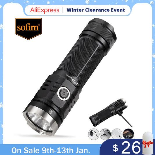 Sofirn SP33V3.0 3500lm Powerful LED Flashlight USB C Rechargeable Torch 26650 Light XHP50.2 with Power Indicator