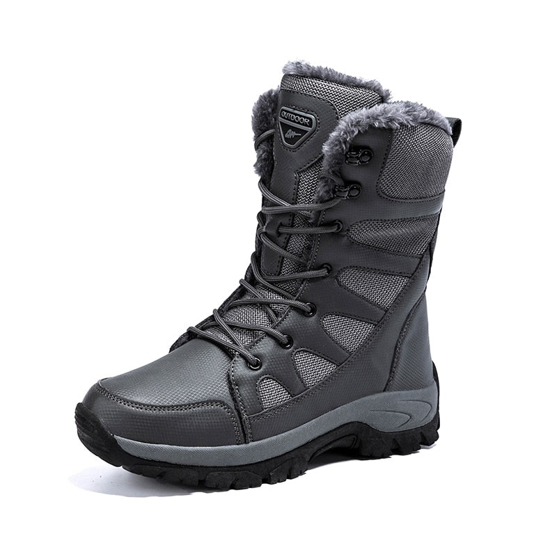 New Warm Plush Snow Boots Men Lace Up Casual High Top Men's Boots Waterproof Winter Boots Anti-Slip Ankle Boots Army Work Boots