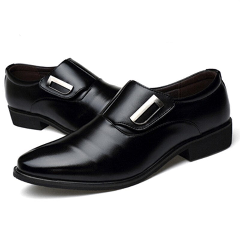 Hot Sales Luxury Brand PU Leather Fashion Men Business Dress Loafers Pointy Black Shoes Breathable Formal Wedding Shoes 38-48