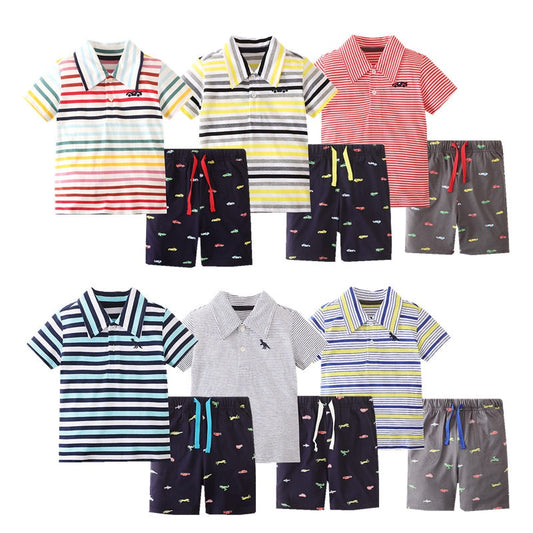 Summer 2022 New Children's Suit Boys' Short Sleeve T-shirt + Shorts Two-piece Set Summer kids clothing Cotton Children's Clothes