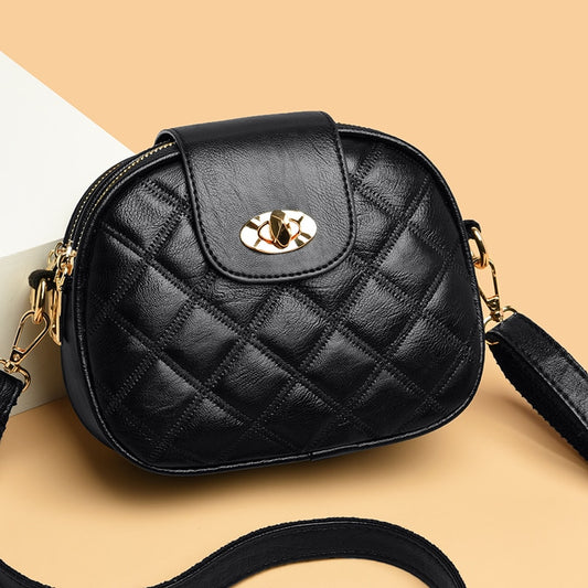 2022 New Summer Small Single Shoulder Messenger PU Bag Women's Three-Layer Round Luxury Simple Messenger Bag Zero Wallet