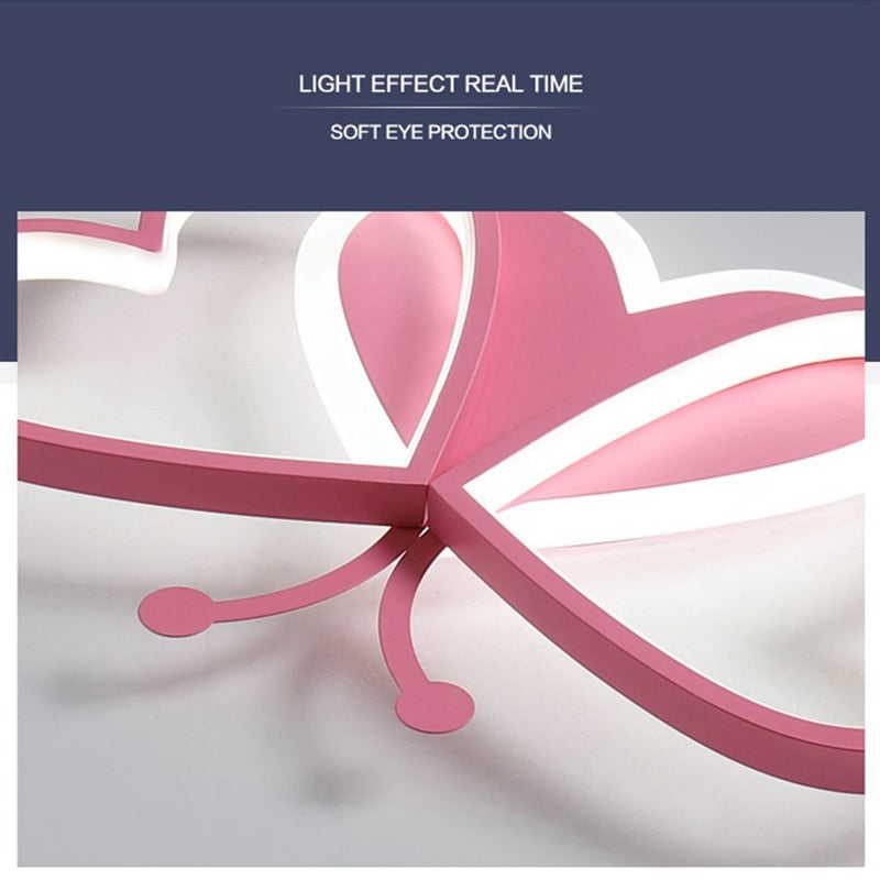 Creative Children's Bedroom Ceiling Lamp Beautiful Butterfly Daughter Room Smart Chandelier LED Interior Decoration Lamps