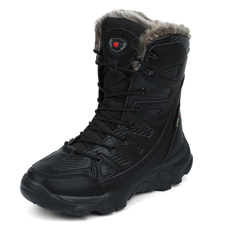 2022 Winter Men's Boots Large Size Plush Warm Snow Boots Outdoor Combat Boots Army Boots Black Classic Men High Top Hiking Boots