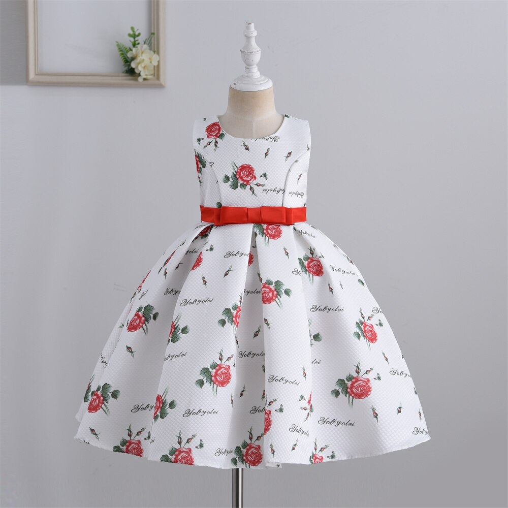 Yoliyolei 2PCS/set New Girls Dress Autumn Printing floral Kids Dresses Baby Girls ball gown Party Clothes with short sleeve coat