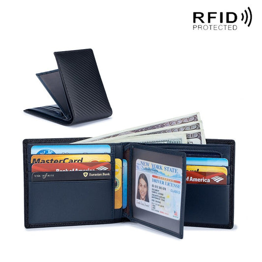 Genuine Leather Luxury Men's Wallet Rfid Anti-theft Brush Stripe Multifunctional Wallet Male Multiple Card Slots Card Holder