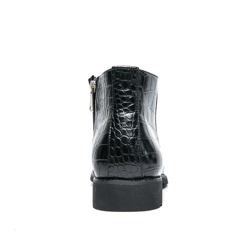 Men's Boots Zip Black Brown Low-heeled Business Handmade Cowboy Boots Botas De Trabajo Hombre Shoes for Men with Free Shipping