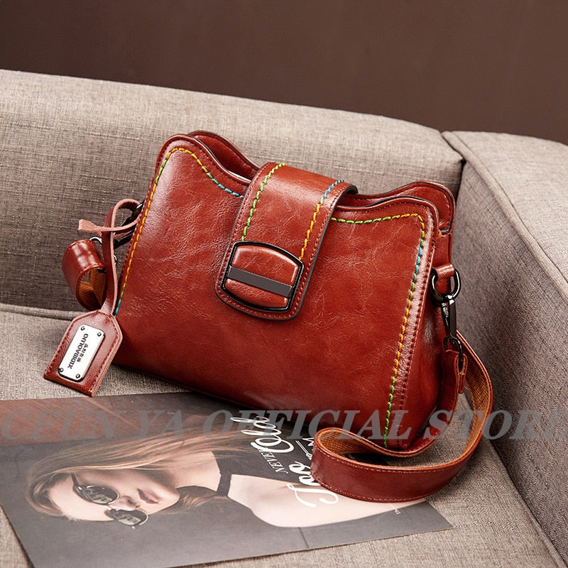 CFUN YA Solid Color PU Leather Bucket Crossbody Bags for Women Fashion Brand Designer Handbags and Purse Ladies Shoulder Pack