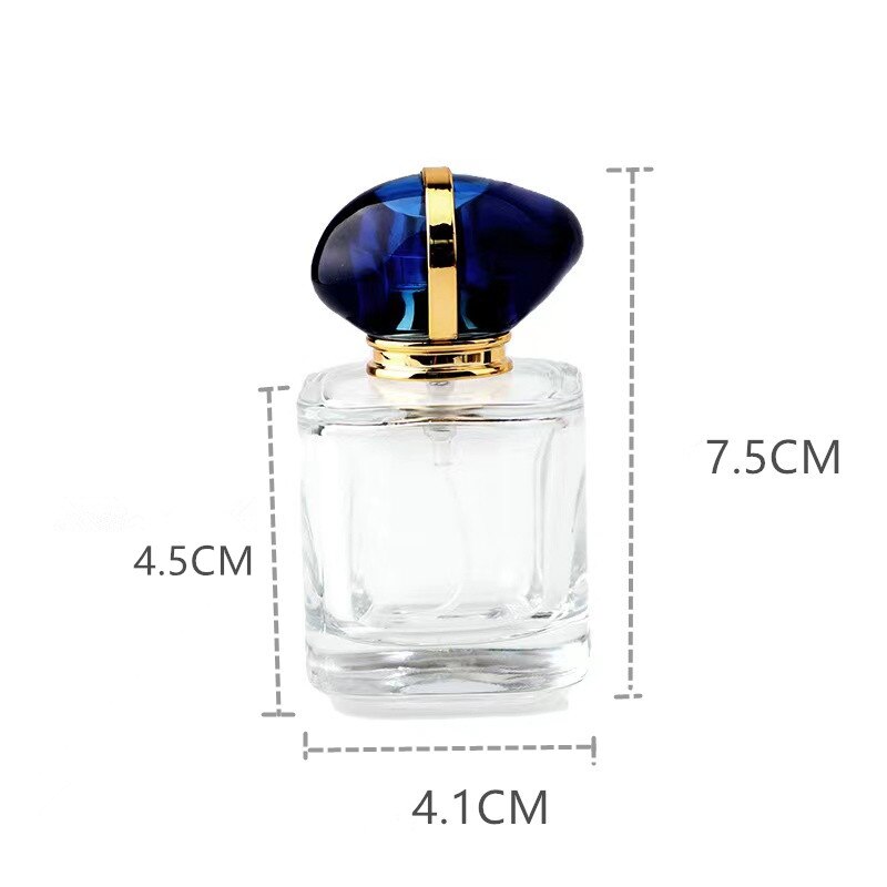 30ML Transparent Perfume Bottle Portable Spray Glass Bottle With Sapphire Cap Cosmetic Container Travel Atomizer