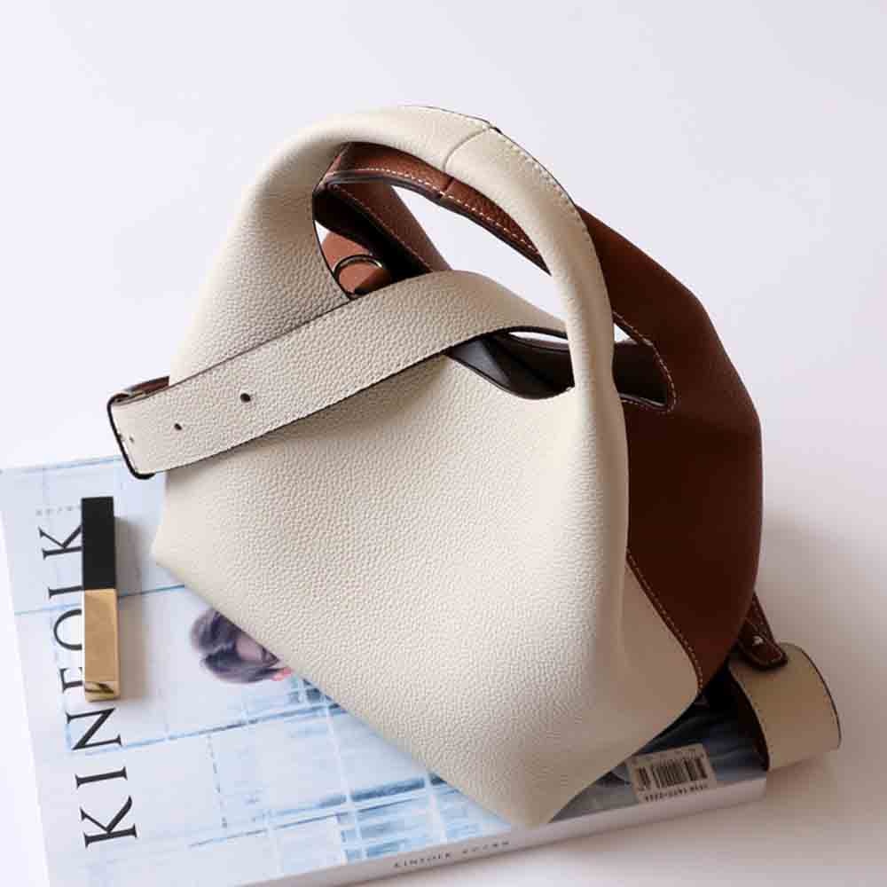 Motingsome Patchwork Style Women Bucket Bag Lychee Texture Cowhide Luxury Designer Bag High Grade Ladies Handbag 2022 New Winter
