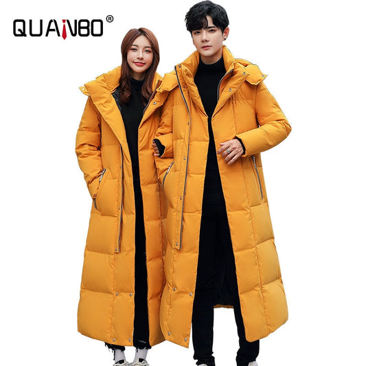 2023 New Coed Winter Cold resistant Down Jacket -30 High Quality Men's Women X-Long(Winter) Warm Fashion Brand Red Parkas S-5XL