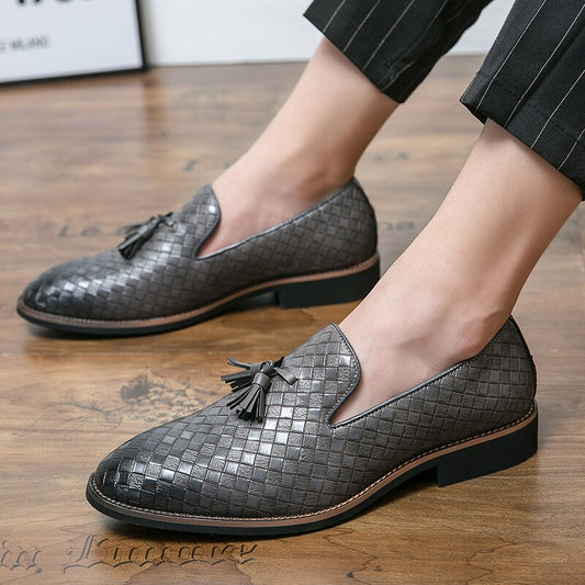 Large Size 38-48 Tassel Plaid Men New Loafers Weaving Comfortable Soft Mens Leisure Leather Shoes 2020 Fashion Sapato Masculino