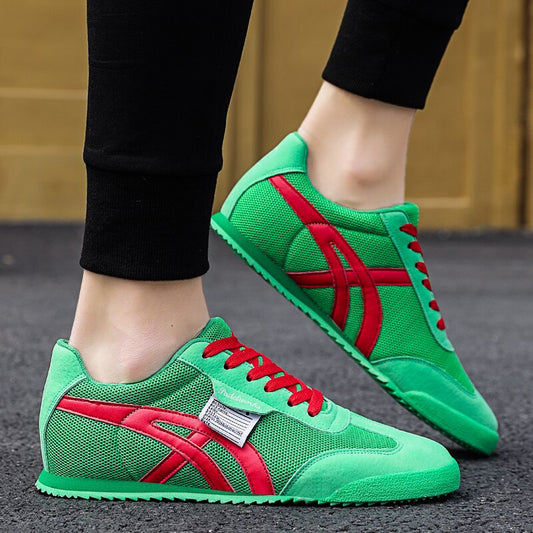 New Fashion Green Sneakers Men Designer Gym Trainers Mesh Breathable Running Shoes Men Vintage Walking Canvas Sneaker Men Flats